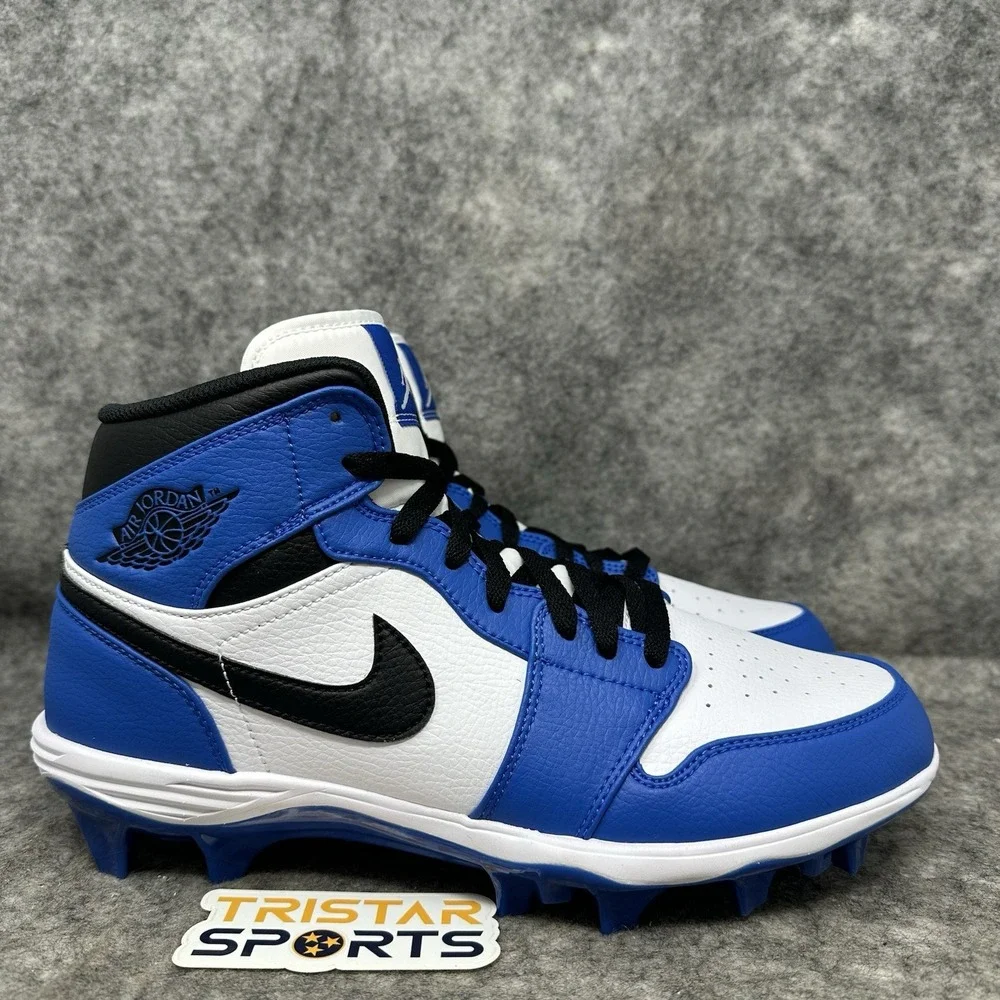Jordan 1 Mid TD Football Cleats Mens Size 10 Royal Blue White Black FJ6805-104